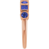 14K Gold Round Natural Iolite Bezel-Set Ring - Rose Gold - view 4