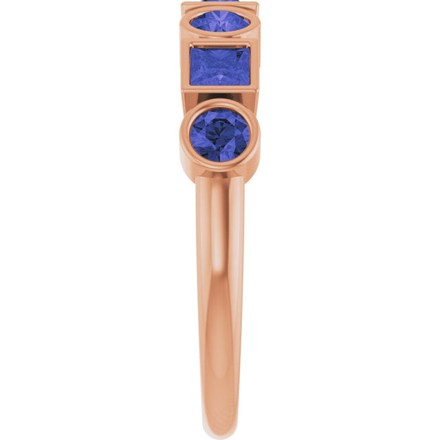 14K Gold Round Natural Iolite Bezel-Set Ring - Rose Gold - view 4
