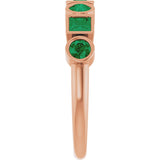 14K Gold Round Lab-Grown Emerald Bezel-Set Ring – 3mm Stones - Rose Gold - view 4