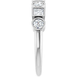 14K Gold Round Natural White Sapphire Bezel-Set Ring - White Gold - view 4