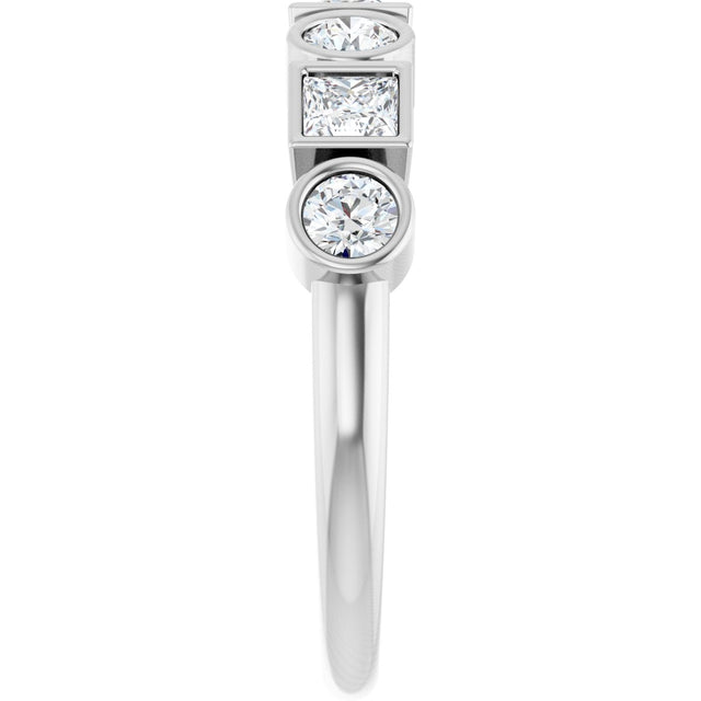 14K Gold Round Natural White Sapphire Bezel-Set Ring - White Gold - view 4