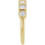 14K Gold Round Natural White Sapphire Bezel-Set Ring - Yellow Gold - view 4