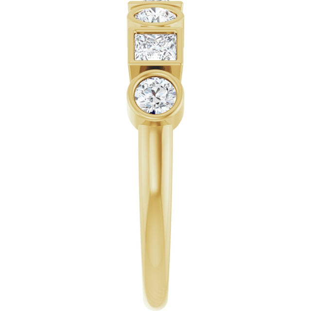 14K Gold Round Natural White Sapphire Bezel-Set Ring - Yellow Gold - view 4