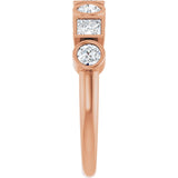 14K Gold Round Natural White Sapphire Bezel-Set Ring - Rose Gold - view 4
