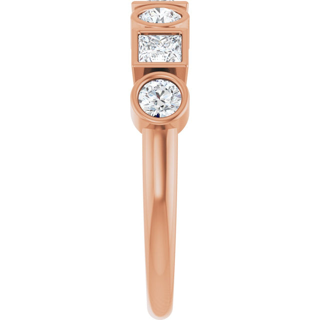 14K Gold Round Natural White Sapphire Bezel-Set Ring - Rose Gold - view 4