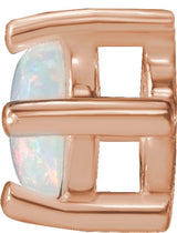 14K Gold Natural White Opal Round 4-Prong Cabochon Pendant - Rose Gold - view 2