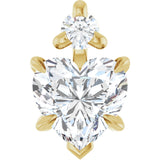 14K Gold Natural White Sapphire & Natural Diamond Accented Heart Necklace or Pendant – 0.03 CTW - Yellow Gold