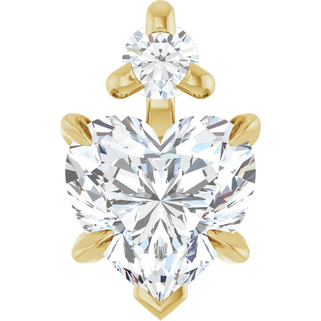 14K Gold Natural White Sapphire & Natural Diamond Accented Heart Necklace or Pendant – 0.03 CTW - Yellow Gold
