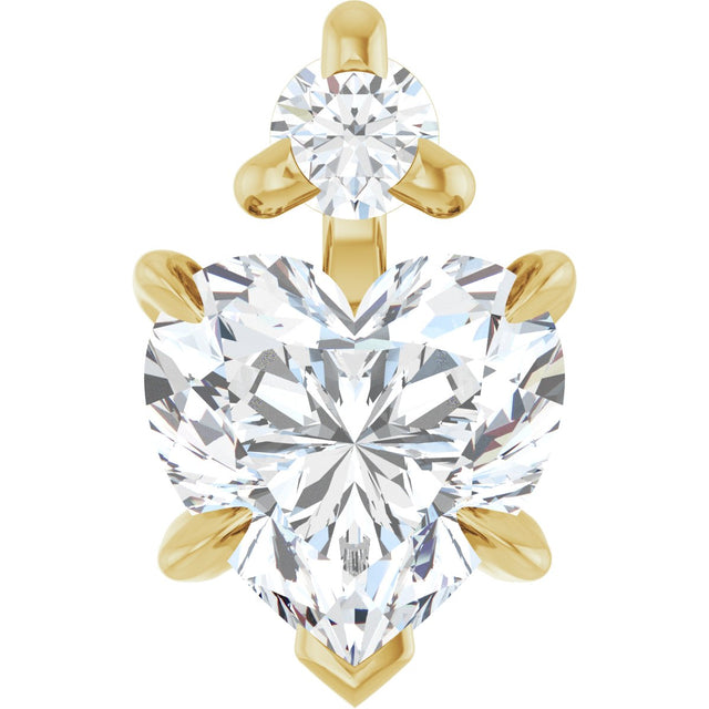 14K Gold Natural White Sapphire & Natural Diamond Accented Heart Necklace or Pendant – 0.03 CTW - Yellow Gold