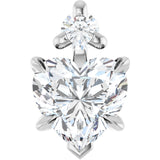 14K Gold Natural White Sapphire & Natural Diamond Accented Heart Necklace or Pendant – 0.03 CTW - White Gold