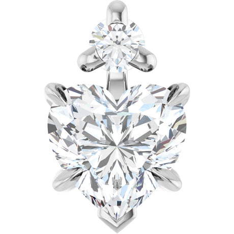 14K Gold Natural White Sapphire & Natural Diamond Accented Heart Necklace or Pendant – 0.03 CTW - White Gold