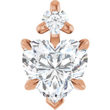 14K Gold Natural White Sapphire & Natural Diamond Accented Heart Necklace or Pendant – 0.03 CTW - Rose Gold