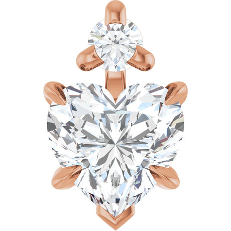14K Gold Natural White Sapphire & Natural Diamond Accented Heart Necklace or Pendant – 0.03 CTW - Rose Gold
