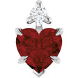 14K Gold Natural Mozambique Garnet & Natural Diamond Accented Heart Necklace or Pendant – 0.03 CTW - White Gold