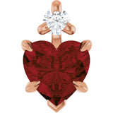 14K Gold Natural Mozambique Garnet & Natural Diamond Accented Heart Necklace or Pendant – 0.03 CTW - Rose Gold
