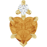 14K Gold Natural Citrine & Natural Diamond Accented Heart Necklace or Pendant - Yellow Gold