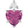 Platinum Natural Pink Tourmaline & Natural Diamond Accented Heart Necklace or Pendant – 0.03 CTW