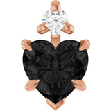 14K Gold Natural Black Onyx & Natural Diamond Accented Heart Necklace or Pendant - Rose Gold
