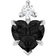 Platinum Natural Black Onyx & Natural Diamond Accented Heart Necklace or Pendant