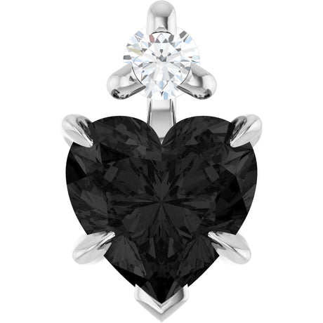 Platinum Natural Black Onyx & Natural Diamond Accented Heart Necklace or Pendant