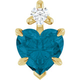 14K Gold Natural London Blue Topaz & Natural Diamond Accented Heart Necklace or Pendant – 0.03 CTW - Yellow Gold