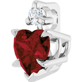 14K Gold Natural Mozambique Garnet & Natural Diamond Accented Heart Necklace or Pendant – 0.03 CTW - White Gold - view 2