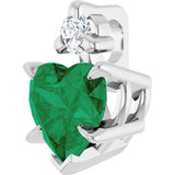 Platinum Lab-Grown Emerald & Natural Diamond Accented Heart Necklace or Pendant - view 2