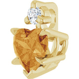 14K Gold Natural Citrine & Natural Diamond Accented Heart Necklace or Pendant - Yellow Gold - view 2
