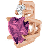 14K Gold Natural Pink Tourmaline & Natural Diamond Accented Heart Necklace or Pendant – 0.03 CTW - Rose Gold - view 2