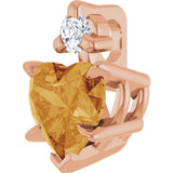 14K Gold Natural Citrine & Natural Diamond Accented Heart Necklace or Pendant - Rose Gold - view 2