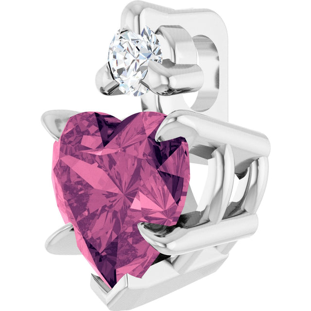 14K Gold Natural Pink Tourmaline & Natural Diamond Accented Heart Necklace or Pendant – 0.03 CTW - White Gold - view 2
