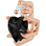 14K Gold Natural Black Onyx & Natural Diamond Accented Heart Necklace or Pendant - Rose Gold - view 2