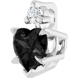 Platinum Natural Black Onyx & Natural Diamond Accented Heart Necklace or Pendant - view 2