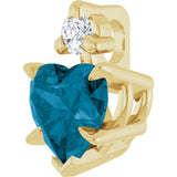 14K Gold Natural London Blue Topaz & Natural Diamond Accented Heart Necklace or Pendant – 0.03 CTW - Yellow Gold - view 2