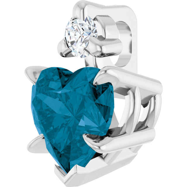 14K Gold Natural London Blue Topaz & Natural Diamond Accented Heart Necklace or Pendant – 0.03 CTW - White Gold - view 2