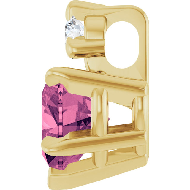 14K Gold Natural Pink Tourmaline & Natural Diamond Accented Heart Necklace or Pendant – 0.03 CTW - Yellow Gold - view 3