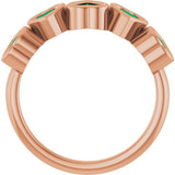 14K Gold Lab-Grown Emerald Five-Stone Heart Ring - Rose Gold - view 7