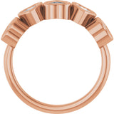 14K Gold Natural White Sapphire Five-Stone Heart Ring - Rose Gold - view 7