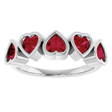 Platinum Natural Mozambique Garnet Five-Stone Heart Ring - view 8