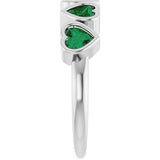 14K Gold Lab-Grown Emerald Five-Stone Heart Ring - White Gold - view 9