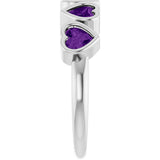 Platinum Natural Amethyst Five-Stone Heart Ring - view 9