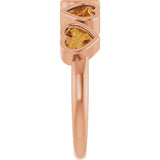 14K Gold Natural Citrine Five-Stone Heart Ring - Rose Gold - view 9