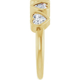 14K Gold Natural White Sapphire Five-Stone Heart Ring - Yellow Gold - view 9
