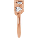 14K Gold Lab-Grown Diamond Five-Stone Heart Ring - Rose Gold - view 9