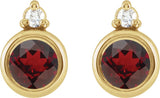 14K Gold Oval Natural Mozambique Garnet Accented Bezel-Set Earrings - Yellow Gold - view 4