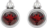 Platinum Oval Natural Mozambique Garnet Accented Bezel-Set Earrings - view 4
