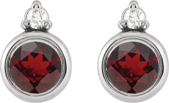 Platinum Oval Natural Mozambique Garnet Accented Bezel-Set Earrings - view 4