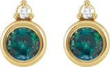 14K Gold Oval Lab-Grown Alexandrite Accented Bezel-Set Earrings - Yellow Gold - view 4