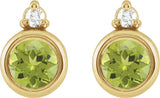 14K Gold Oval Natural Peridot Accented Bezel-Set Earrings - Yellow Gold - view 4