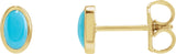 14K Gold Natural Turquoise Oval Bezel-Set Cabochon Earrings - Yellow Gold